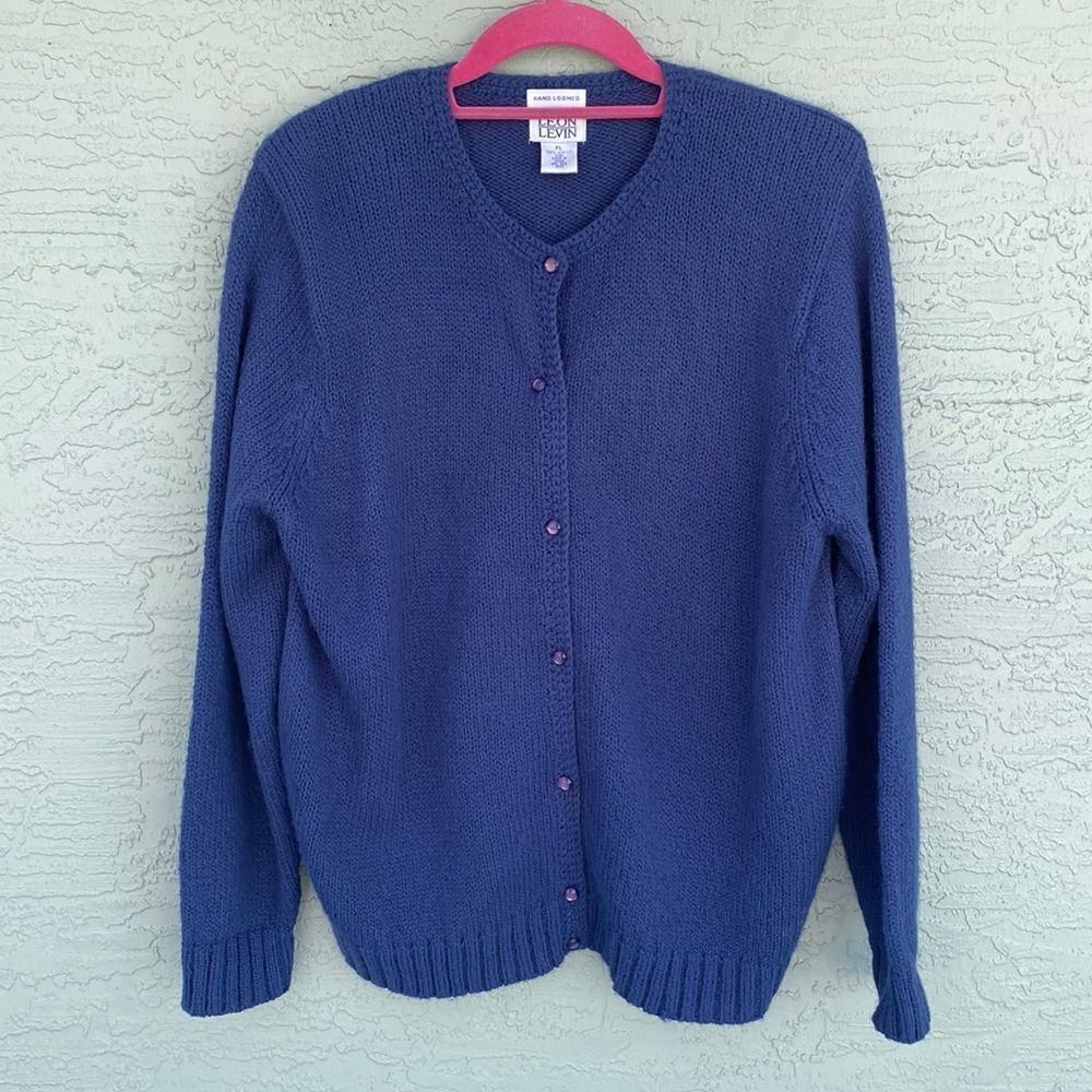 Vintage Leon Levin Blue Cardigan Sz PL